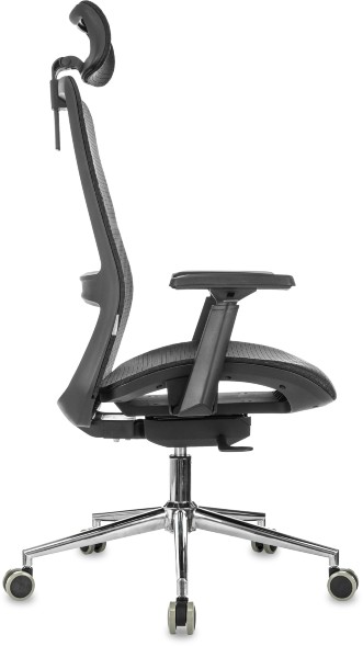 Кресло руководителя Бюрократ MC-912-H черный сетка с подголов. крестов. металл хром