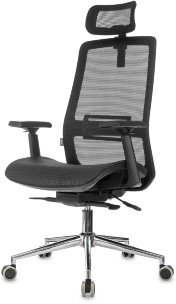 Кресло руководителя Бюрократ MC-912-H черный сетка с подголов. крестов. металл хром