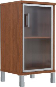Шкаф-колонка низкая со стеклянной дверью в AL-рамке B 411.4(R) Орех Гарда 475х450х920